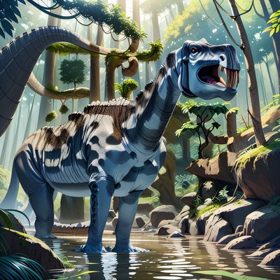 腕龙河流森林数字绘画二维码艺术,适用于海报