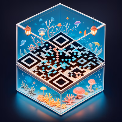 Isometric Jellyfish Lantern Diorama QR Code for Posters — image 1