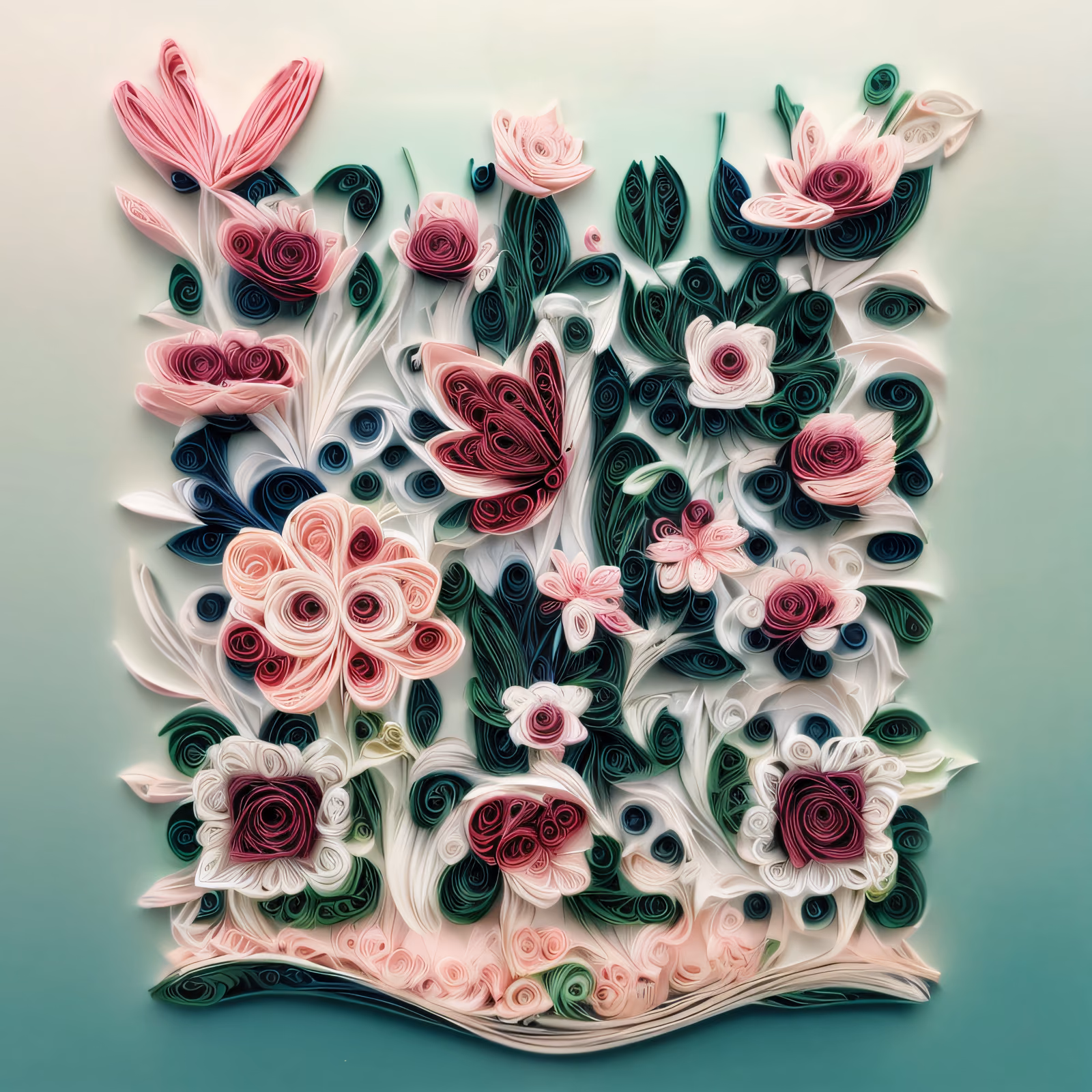 Pink Paper Quilled Flowers QR Code Art — image 1