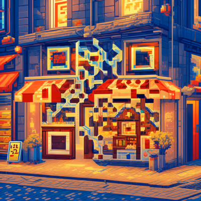 Pixel Art Noodle Shop Street QR Code for Restaurant Menus — image 1