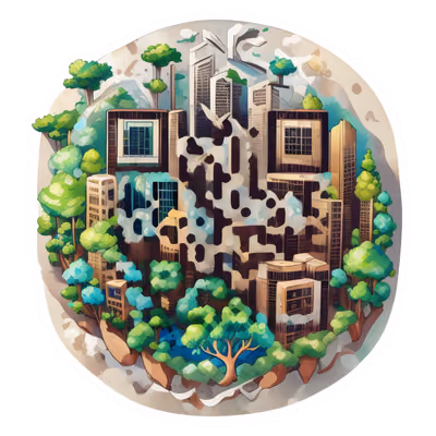 Green City Globe Vector QR Code for Stickers — image 1