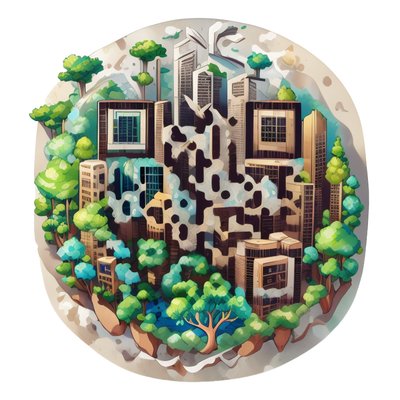 Green City Globe Vector QR Code for Stickers