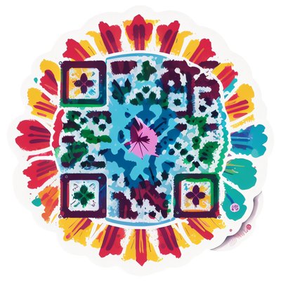 Radial Floral Vector Sticker QR Code for Stickers