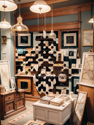 Antique Shop Interior Photorealistic Map QR Code for Storefront Displays