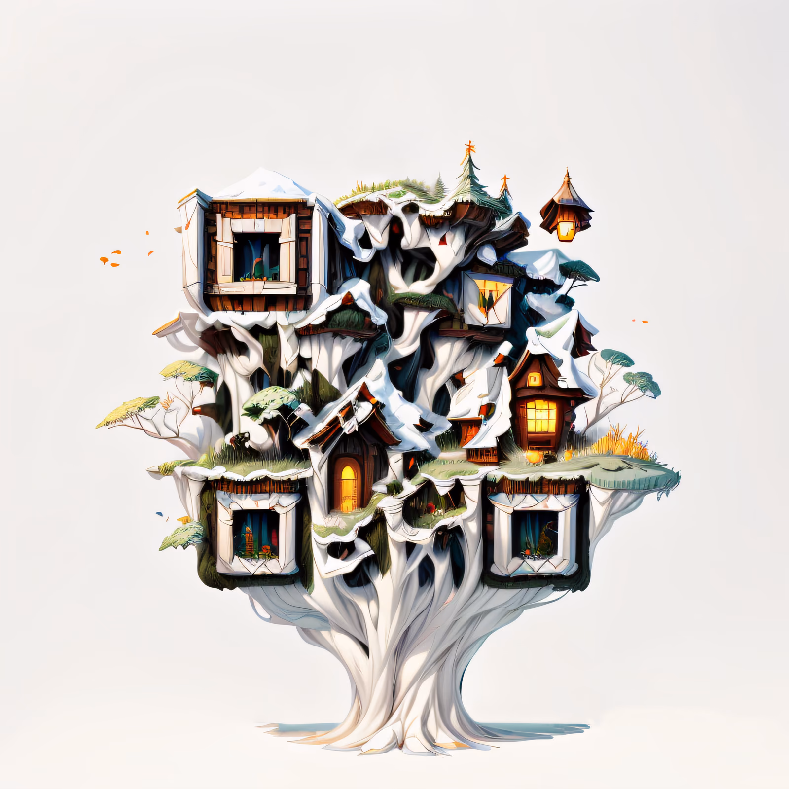 Snowy Treehouse Village 3D QR Code for Posters — image 1