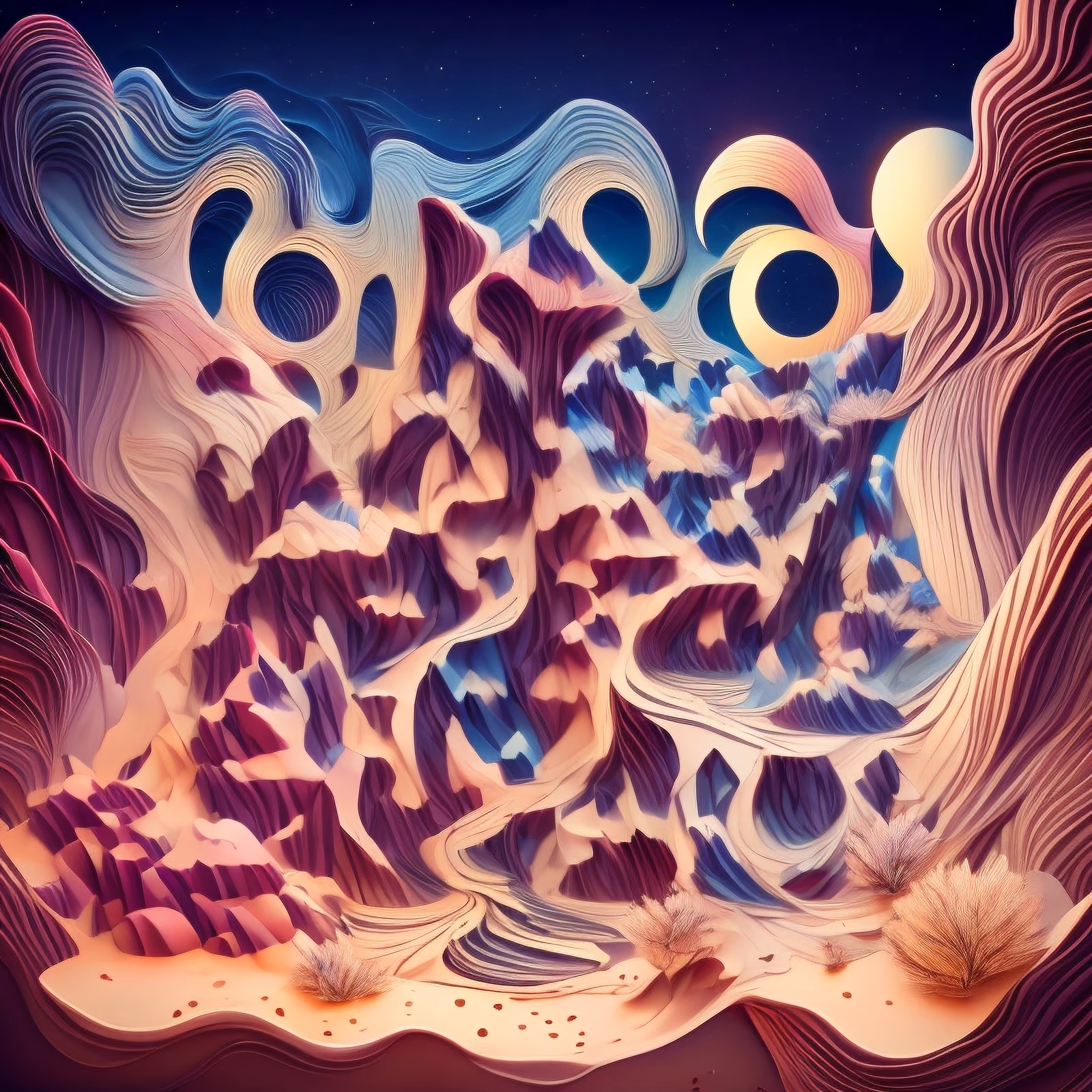 Layered Desert Canyon 3D Render QR Code Art — image 1
