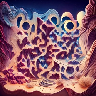 Layered Desert Canyon 3D Render QR Code Art