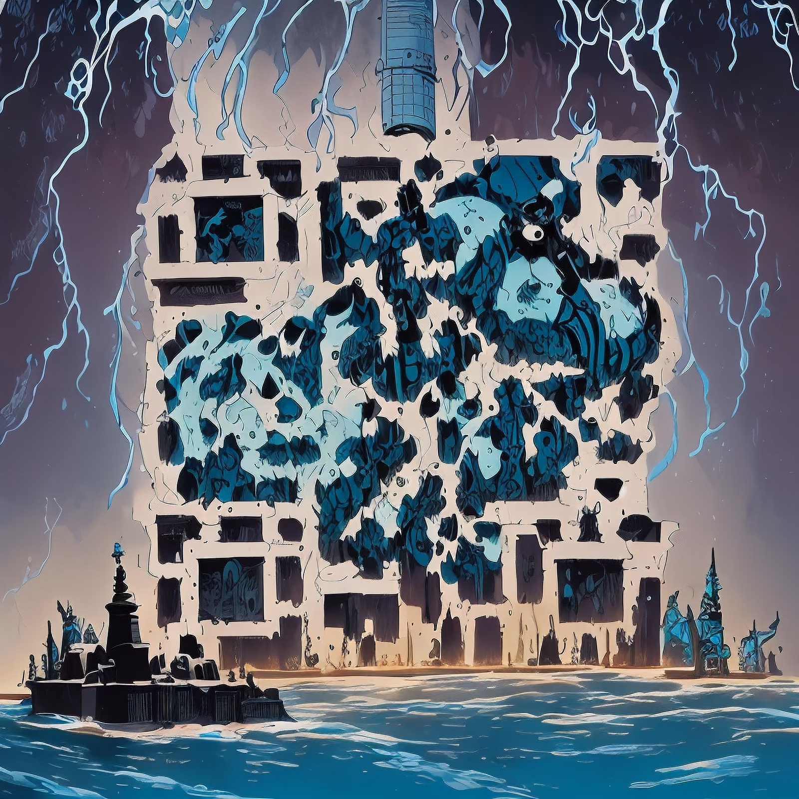 Stormy Sea Monolith Comic Book QR Code for Posters — image 1