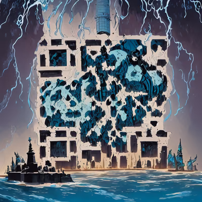 Stormy Sea Monolith Comic Book QR Code for Posters — image 1