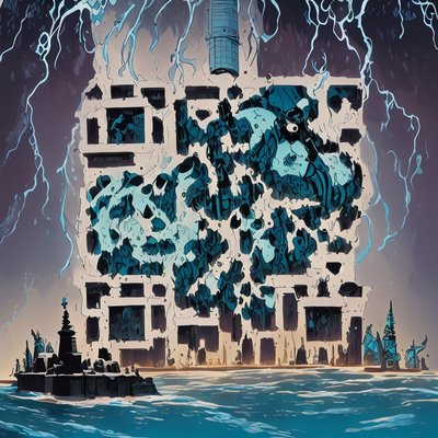 Stormy Sea Monolith Comic Book QR Code for Posters