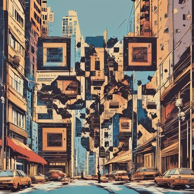 Comic Book City Street Car QR Code for Posters