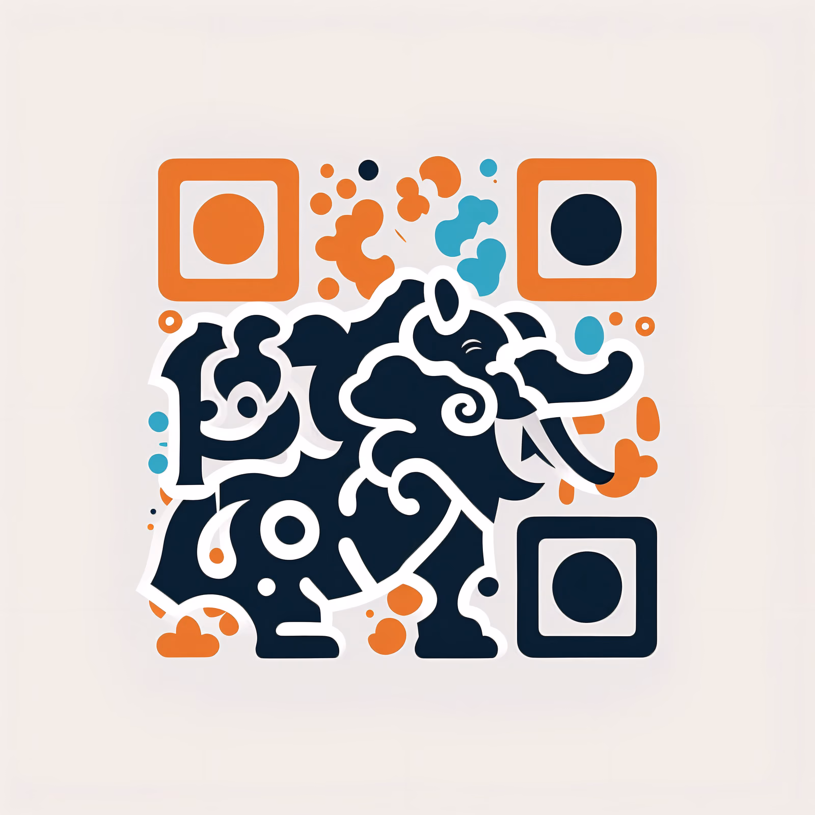 Graffiti Elephant Flat Vector QR Code for Stickers — image 1