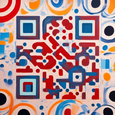 Red and Blue Abstract Painting Pattern QR Code Art