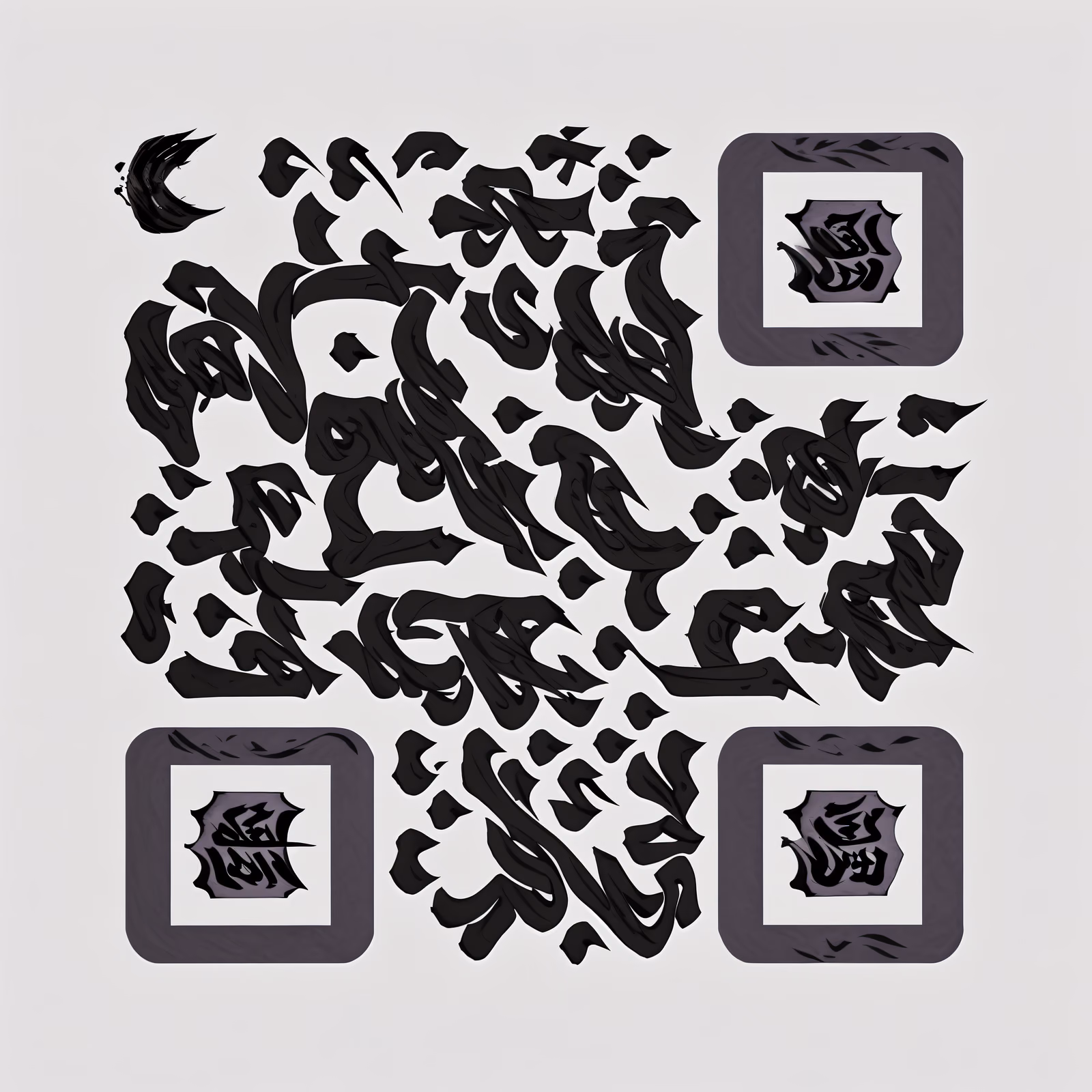 QR-код в стиле каллиграфии кистью и тушью для визиток — изображение 1