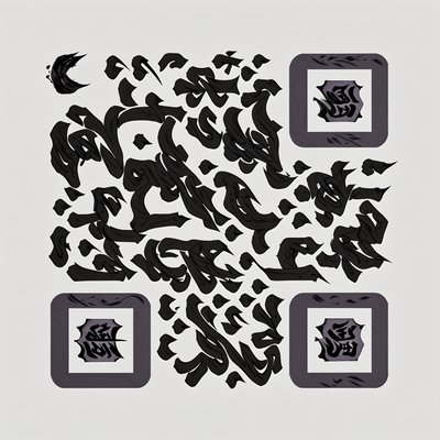 Ink Brush Calligraphy QR Code for Business Cards