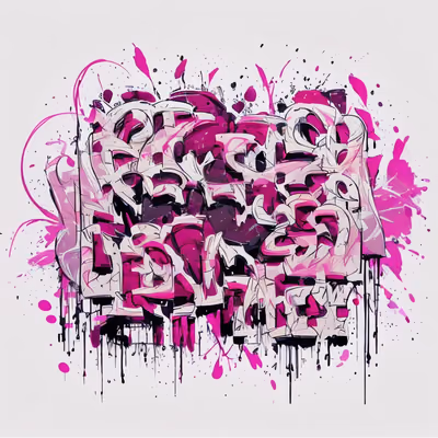 Pink Graffiti Lettering Street Art Abstract QR Code for Apparel — image 1