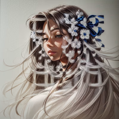 Woman Portrait Realism Flowing Hair QR Code Art — image 1