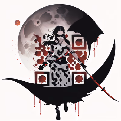 Scythe Woman Blood Moon Tattoo QR Code for Temporary Tattoos — image 1