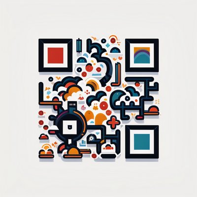 Cloud and Rainbow Icon Vector QR Code for Stickers