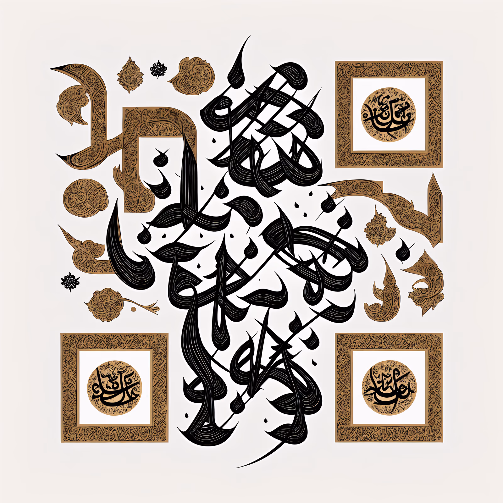 Arabic Diwani Calligraphy Ink QR Code Art — image 1