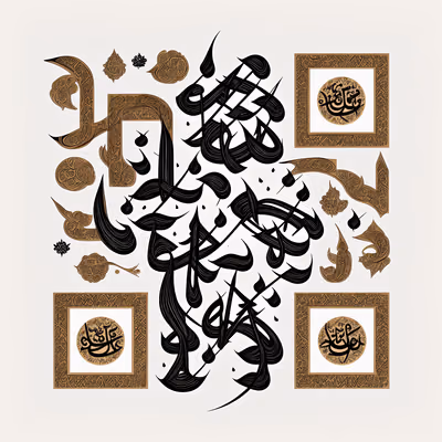 Arabic Diwani Calligraphy Ink QR Code Art — image 1