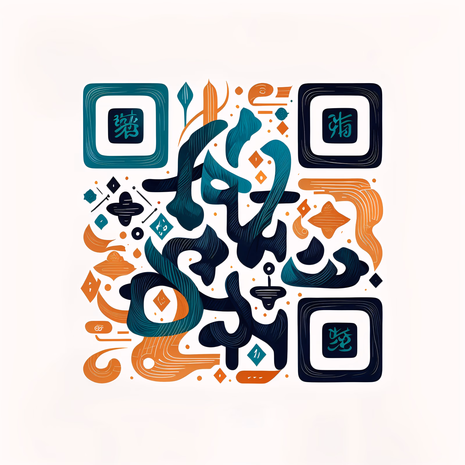 Абстрактные каллиграфические мазки кисти, QR-код для плакатов — изображение 1