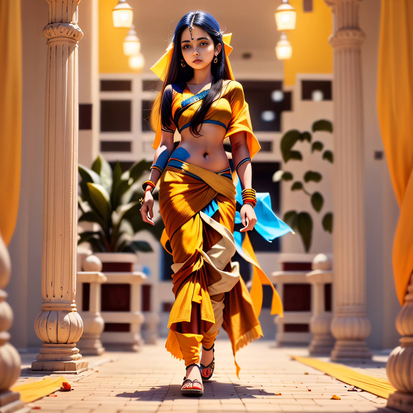 Woman in Saree Digital Painting QR Code for Posters — image 1