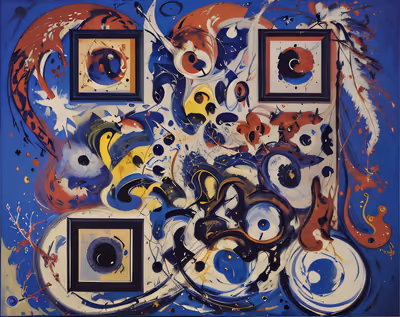 Swirling Gestural Abstract Painting QR Code Art — image 1