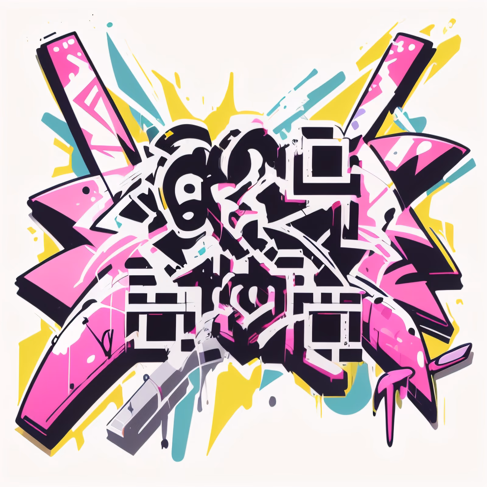 Pink Graffiti Lettering Street Art QR Code for Stickers — image 1