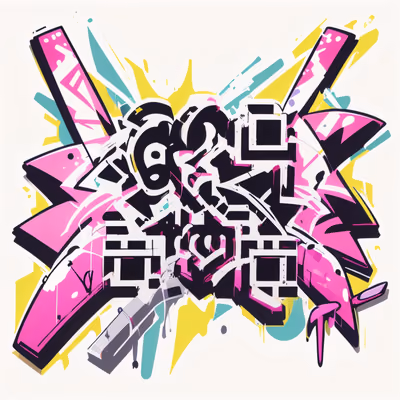 Pink Graffiti Lettering Street Art QR Code for Stickers — image 1