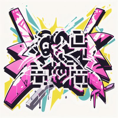 Pink Graffiti Lettering Street Art QR Code for Stickers