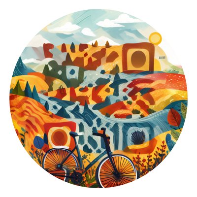 Bicycle and Rolling Hills Vector QR Code for Stickers