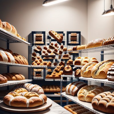 Bakery Shelves Bread Photorealistic QR Code for Menus