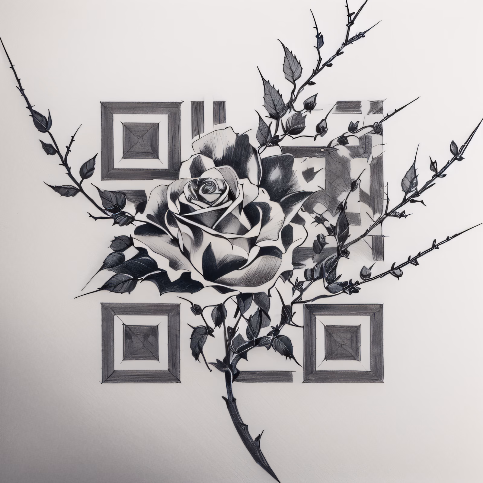 Black Ink Rose Tattoo QR Code for Temporary Tattoos — image 1