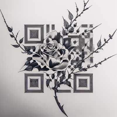Black Ink Rose Tattoo QR Code for Temporary Tattoos — image 1
