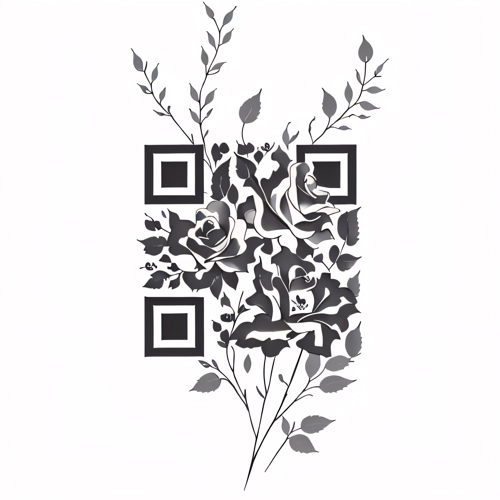 Black Rose Ink Tattoo Flowers QR Code for Temporary Tattoos — image 1