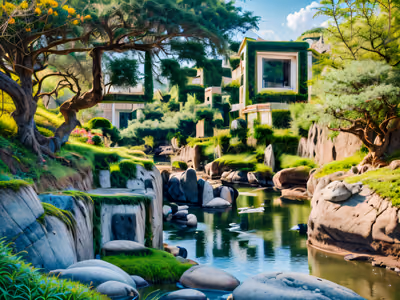 Mossy Riverside Valley Photorealistic QR Code Art — image 1