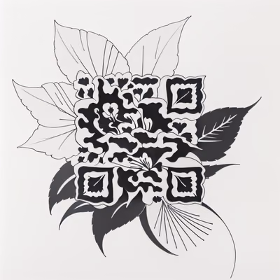 芙蓉花墨水纹身二维码艺术,适用于临时纹身 — 图片 1
