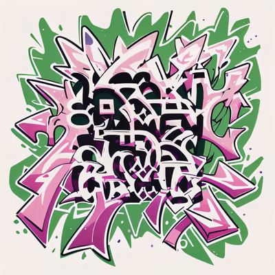 Pink Green Graffiti Lettering Symbol QR Code for Stickers — image 1