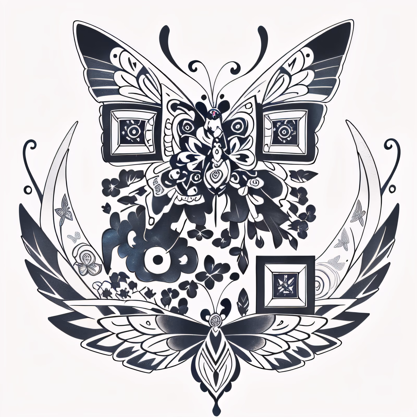 Mandala Butterfly Tattoo Style QR Code Art — image 1