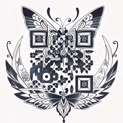 Mandala Butterfly Tattoo Style QR Code Art — image 1