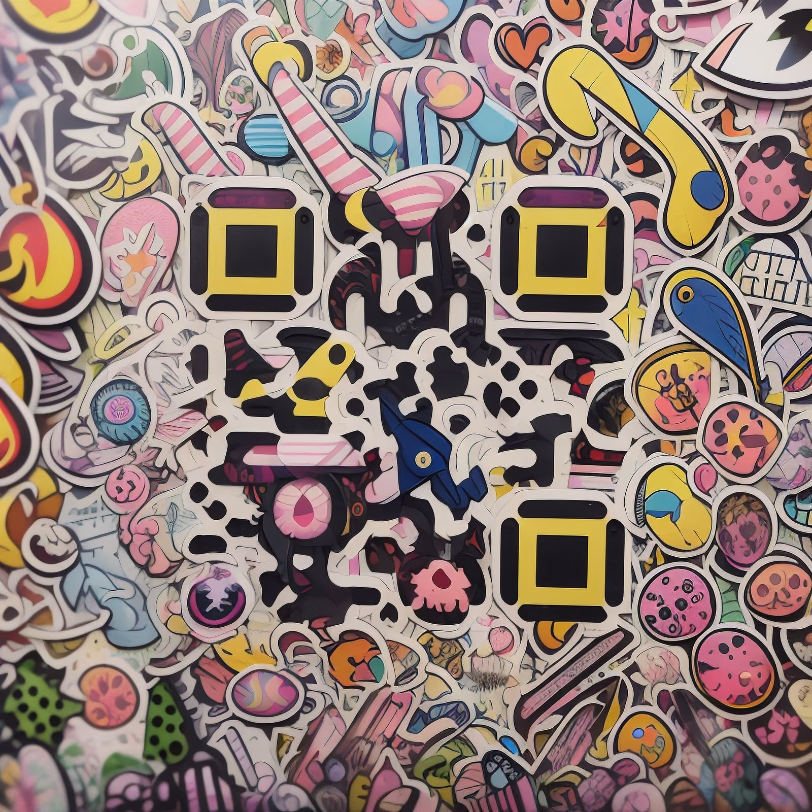 Sticker Bomb Cartoon Collage Pattern QR Code for Stickers — image 1