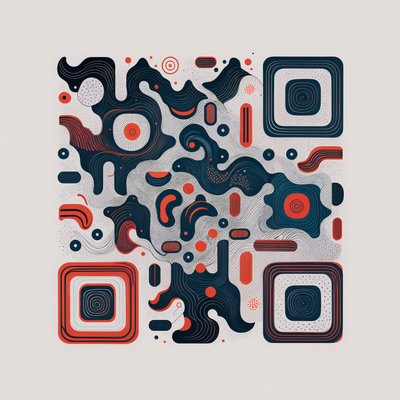 Abstract Wave Doodle Vector QR Code for Posters