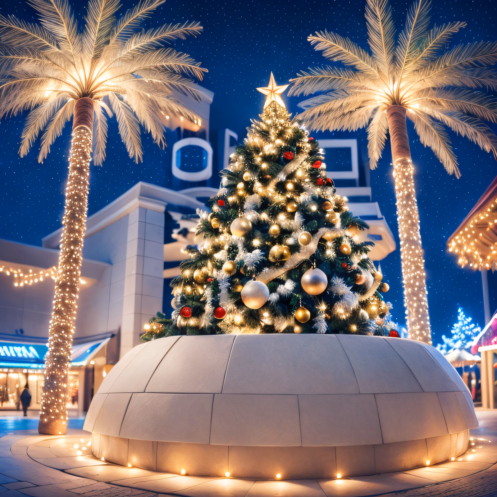Christmas Tree and Palms Photorealistic QR Code for Greeting Cards — image 1