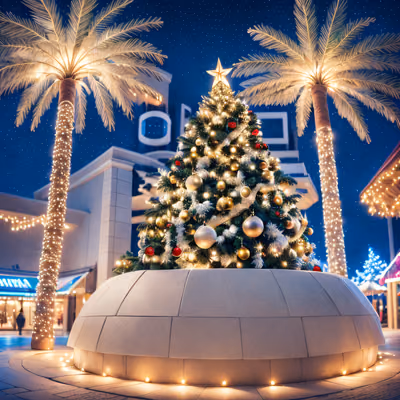 Christmas Tree and Palms Photorealistic QR Code for Greeting Cards — image 1