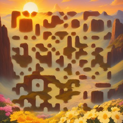 Sunset Canyon Flowers Storybook QR Code Art