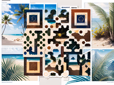 Tropical Beach Palm Collage QR Code Art — image 1