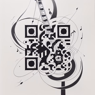 Guitar Ink Drawing QR Code for Posters — image 1