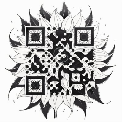 Sunflower Ink Tattoo Flowers QR Code for Temporary Tattoos
