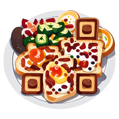 Cartoon Breakfast Plate Vector QR Code for Restaurant Menus